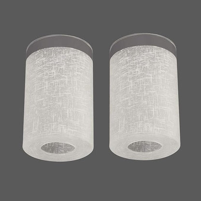 2 Pack White Linen Frosted Glass Lamp Shade, Cylinder Light Fixture Replacement Globe or Cover with 1-5/8-Inch Fitter for Pendant Light Chandelier Wall Sconce, G0034