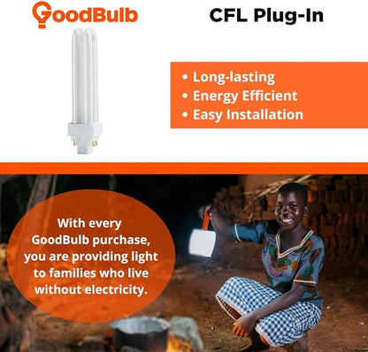 GoodBulb 13 Watt CFL Light Bulbs 4 Pin G24Q-1 Base 5000K Daylight 13W High Output 900 Lumens Double Tube Compact Fluorescent Light Bulbs Plug-in 10 Pack