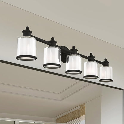 Livex Lighting 40215-35 Transitional Five Light Bath Vanity from Middlebush Collection in Polished Nickel Finish