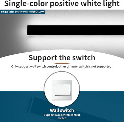 47.2inch Long Outdoor Wall Light Fixture, Garage Modern Wall Sconces, 6000K Cold White, IP65 Waterproof, White Acrylic, 42W, Minimalist House Exterior Lighting for Patio, Porch, Garden, Fence
