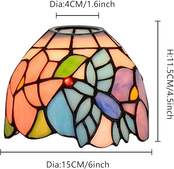 Tiffany Lamp Shades, 6 Inch Birds Flowers Stained Glass Lamp Shade Replacement Home Decor Lampshades Accessories Fit for Pendant Light Ceiling lights Wall lamp