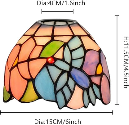 Tiffany Lamp Shades, 6 Inch Birds Flowers Stained Glass Lamp Shade Replacement Home Decor Lampshades Accessories Fit for Pendant Light Ceiling lights Wall lamp