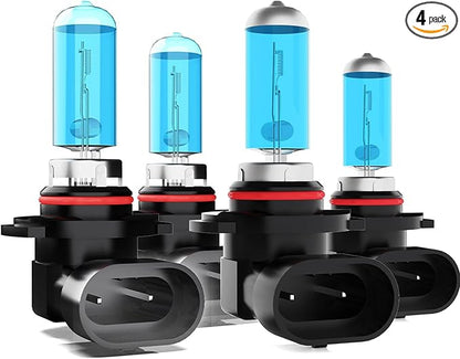 Compatible With Chevy Avalanche 1500/2500 2002-2006 Halogen Headlight Bulbs, 9005 + 9006/HB4 High Low Beam High Performance Halogen head light bulb Combo, 6000K White Lights, Pack of 4