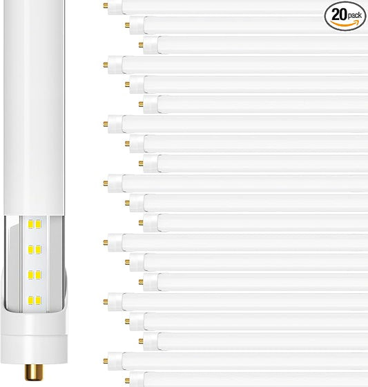 8FT LED Bulbs Ballast Bypass, 6700LM 6000K 45W High Brightness, Dual-End Powered - Direct Replacement for T8/T12/F96T12 Fluorescent Tubes in Warehouse, Garage & Workshop (20Pack)