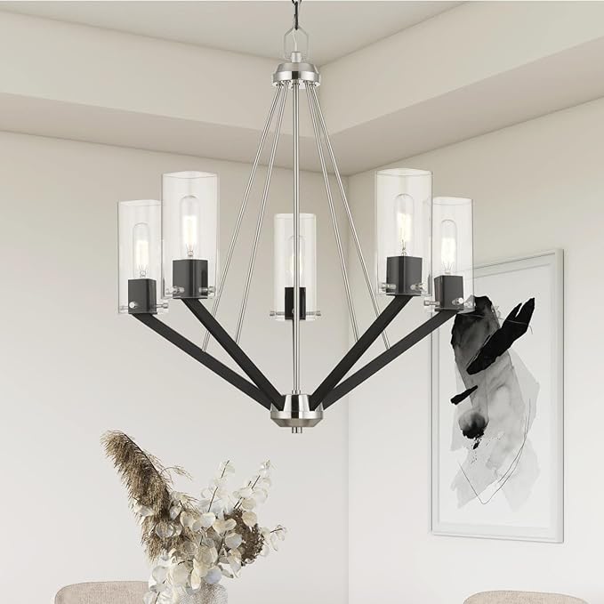 Livex Lighting 5 Light Brushed Nickel & Black Chandelier