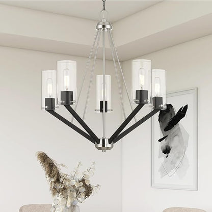 Livex Lighting 5 Light Brushed Nickel & Black Chandelier
