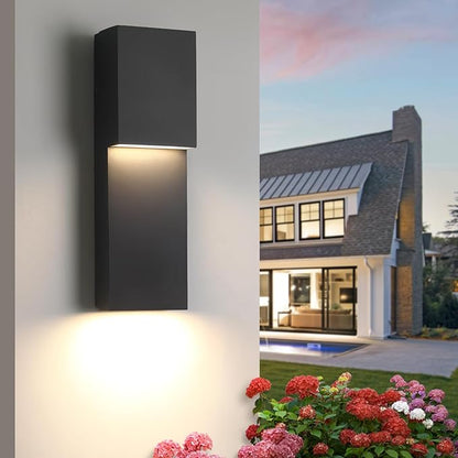 Fire Wolf Modern 18W LED Outdoor Wall Sconce,Dual-Source Front Porch Light,Aluminum Modern Wall Light,3000K,Damp Environments Such as Porches,Terraces,Gardens,Indoor/Outdoor Applications T-L-DM-57