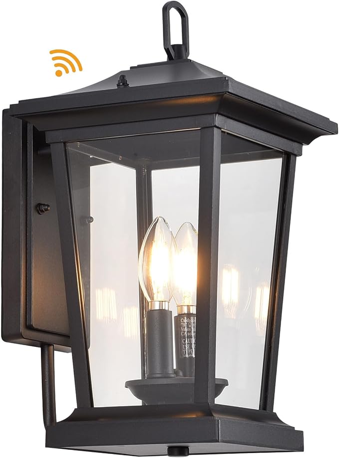 Dusk to Dawn Outdoor Wall Lantern, Large Exterior Wall Sconce Light Fixture with E12 Base, Waterproof Wall Mount Light, Outdoor Wall Light for Porch