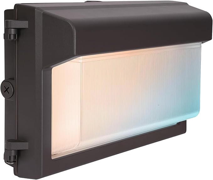 120W LED Wall Pack Light, Glass Lens LED Wall Lights with Photocell, 4000/5000/6500K 3CCT, 80/100/120W Selectable, Commercial Outdoor Security Lighting for Building Parking Lot Barn, ETL Listed