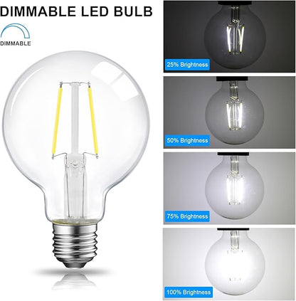 Energetic 12-Pack 5W Dimmable LED Edison Light Bulb, G25 (G80) Globe Bulb, 60W Equivalent, 5000K Daylight, Christmas Light, E26 Standard Base, ETL Listed