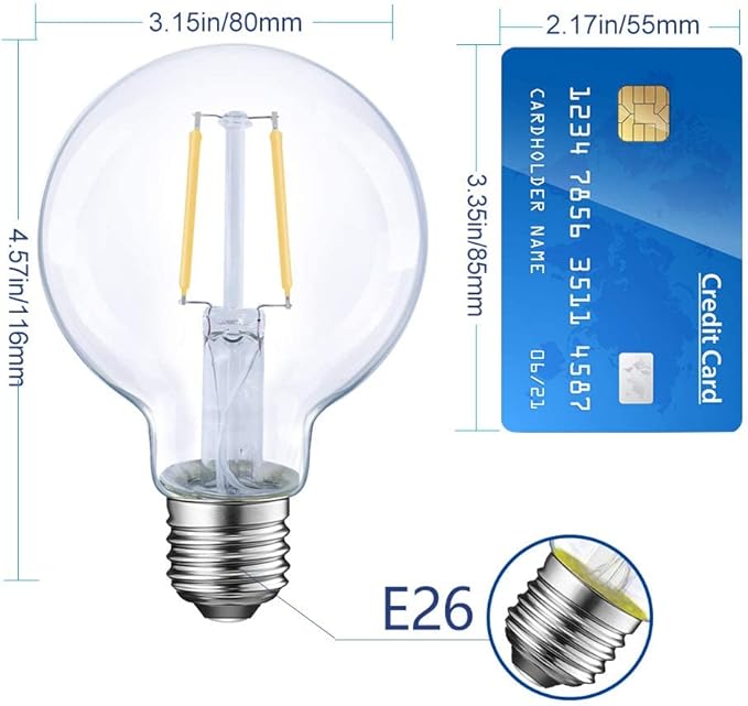 Energetic 12-Pack 5W Dimmable LED Globe Light Bulb, G25 LED Vintage Light Bulb, 60W Equivalent, 500Lumens, 2700K Soft White, E26 Base, ETL Listed