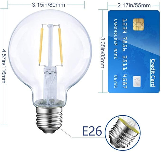 Energetic 12-Pack 5W Dimmable LED Globe Light Bulb, G25 LED Vintage Light Bulb, 60W Equivalent, 500Lumens, 2700K Soft White, E26 Base, ETL Listed