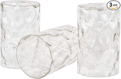 Kira Home Armada II 7" Glass Shades, Clear Hammered Replacement Glass, 1-5/8" Fitter Opening for Threaded Medium Base Socket, 7" x 4", 3-Pack