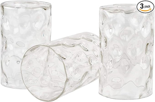 Kira Home Armada II 7" Glass Shades, Clear Hammered Replacement Glass, 1-5/8" Fitter Opening for Threaded Medium Base Socket, 7" x 4", 3-Pack