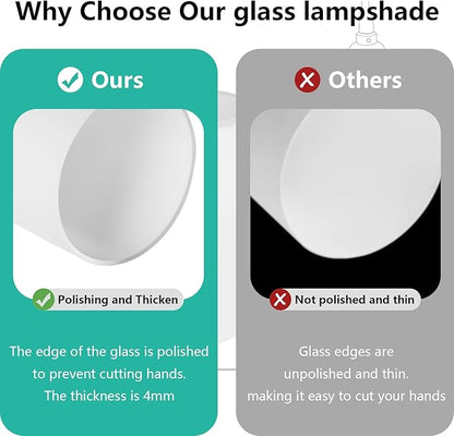 1 Pack White Opal Glass Lamp Shade with 1-5/8-inch Fitter Opening,Height 5.12 in,Diameter 4.72 in, Replacement Lampshade for Pendant light,Table Lamp,Wall Sconces