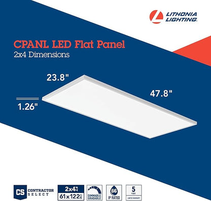 Lithonia Lighting CPANL 2x4 LED Flat Panel Light, 2 ft. by 4 ft. LED Light Panel, Ceiling Lighting Fixture, 4000 Lumens, 3500K/4000K/5000K Switchable CCT, Includes Direct Ceiling Mount Bracket, White