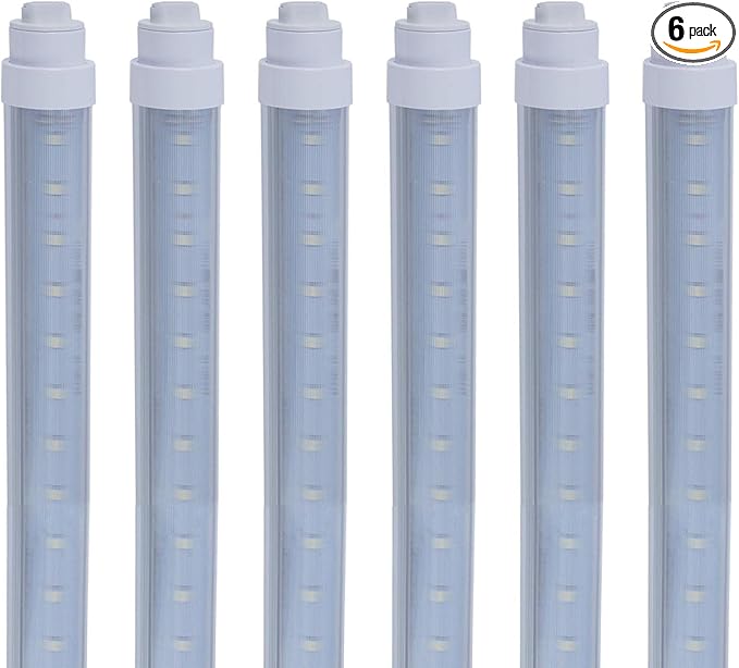 6 Pack T10 7FT 60W Led Tube Light Shop Light Double Sided 360° Rotatable R17D Base Ballast Bypass 7 Foot Advertisement Sign Lighting 6000k Cool White Striped Cover 100-277V