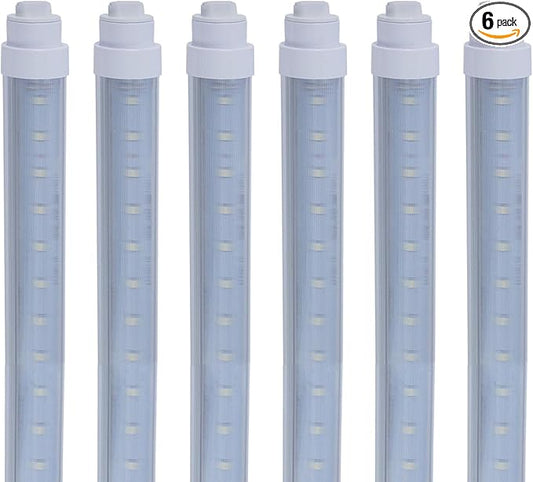 6 Pack T10 6FT 48W Led Tube Light Shop Light Double Sided 360° Rotatable R17D Base Ballast Bypass 6 Foot Advertisement Sign Lighting 6000k Cool White Striped Cover 100-277V
