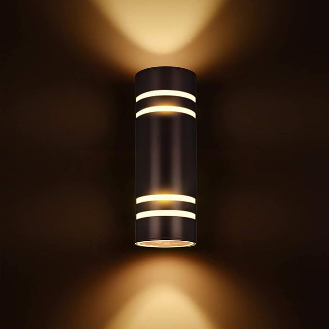 Outdoor Wall Lights Exterior, Modern Outside Sconce Wall Lighting, Exterior Light Fixture Wall Mount Oil Bronze Cylinder, Up Down Outdoor Lights for Garage, House, Porch 1 Pack