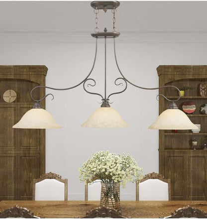 Livex Lighting 6108-91 Island Pendant with White Alabaster Glass Shades, Brushed Nickel, 27.00x49.50x13.00