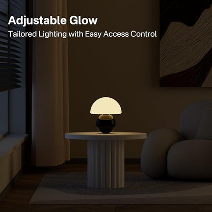 Mushroom Lamp Table Lamp for Bedroom,Desk Bedside Small Lamps for Living Room Night Stands,Mushroom Decor Cute Mini Modern Mid Century Lamps,Unique Aesthetic Home Living Room Decor(Black)