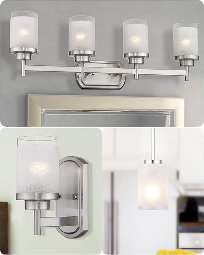 3-Pack White Linen Frosted Glass Lamp Shade, Glass Shade Covers Replacements for Light Fixtures, 1.65 Inch Fitter Globes Lampshades for Chandelier Wall Sconces Pendant Lights Bath Vanity Lights