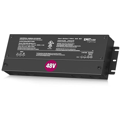 EMITEVER 48V Dimmable LED Driver, 288W 5-in-1 Dimmable Power Supply,3-Channels AC to DC Transformer for LED Light, Compatible with Lutron and Leviton Dimmer, Waterproof IP67 and UL Listed, Class 2