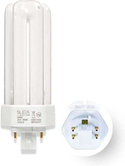 SLEEKLIGHTING 26 Watt T4 Tri Tube CFL 4 Pin GX24Q-3 Base Light Bulb 3500K 1600lm - Compact Fluorescent -Neutral White Light 4pack