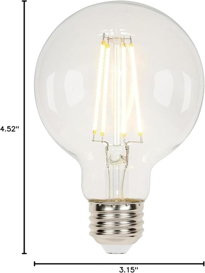 Westinghouse 43172EC3 5.5 Watt (40 Watt Equivalent) G25 Dimmable Clear Filament LED Light Bulb, Medium Base, 3 Pack