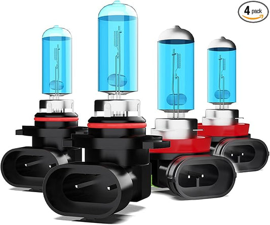 9012/HIR2 + H11 /H9/H8 Halogen Bulb Kit for Toyota RAV4 2016-2018,Bright Halogen Replacement Headlight Bulbs and Fog Lights, Plug N Play,Pack of 4