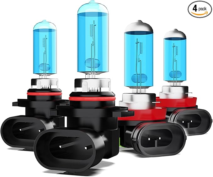 Light Bulbs Compatible with Nissan Maxima 2007 halogen Headlight Bulbs,9012/HIR2 High Low Beam + H11/H8/H9 Fog lgiht Bulbs,4-Pack