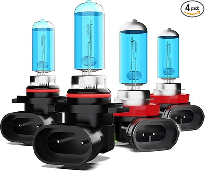 Headlight Bulbs compatible with TOYOTA RAV4 (2016 2017 2018) 9012 High/Low Beam Lights + h11 Halogen Fog Lights, 6000K White Light,Pack of 4