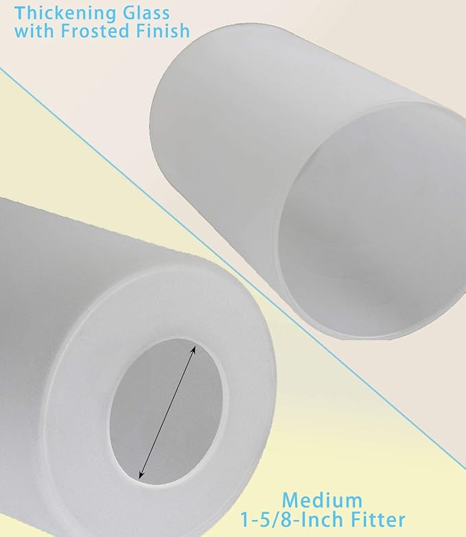 3 Pack Frosted Glass Shade, Cylinder Light Fixture Replacement Globe or Cover with 1-5/8-Inch Fitter for Chandelier Wall Sconce Pendant Light, G0073