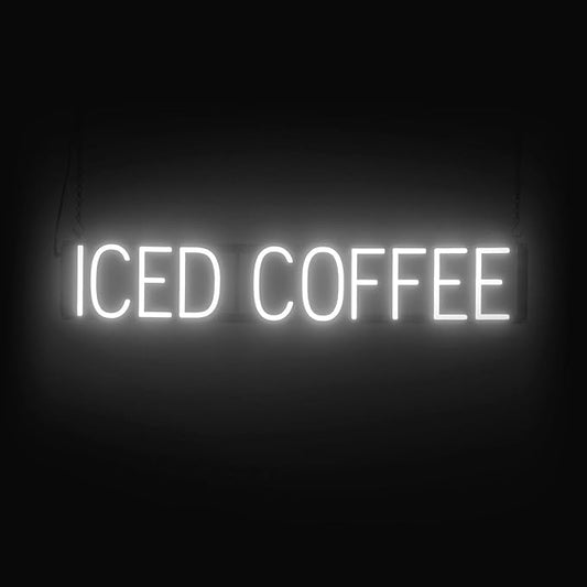 SpellBrite ICED COFFEE Sign | Cafe-Related Sign with Neon Look, White LED Light Source | 36.6" x 6.3"
