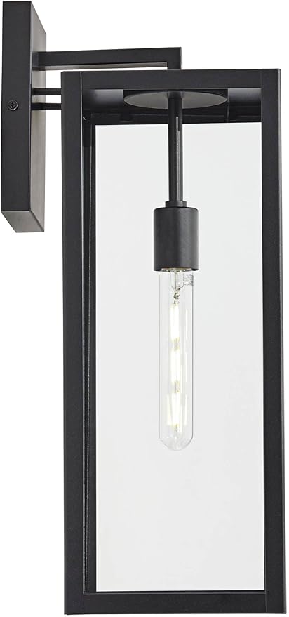 John Timberland Titan Modern Industrial Outdoor Wall Light Fixture Mystic Black Metal 20" Clear Glass Damp Rated for Exterior House Porch Patio Outside Deck Garage Yard Front Door Garden Home