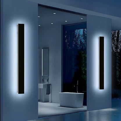 Mikeru 47.2" 2Pack Outdoor Wall Sconce 6000K Cool White - IP65 Waterproof Black Exterior Light, Hardwired Wall Mounted Fixture for Porch, Patio & Entryway | Non-Dimmable Weatherproof Design