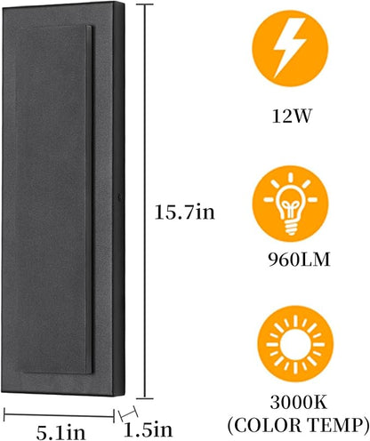 1 Pack Outdoor Wall Light For House,Modern Wall Lighting,Waterproof Exterior Lighting Fixtures Wall Mount,3000K Warm White,960LM,Porch Lights Outdoor, Patio Entrance Front Door Light 12W,15.7"