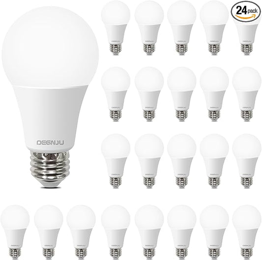A19 Light Bulbs, Soft White 2700K, 100 Watt Soft Light Bulb, 1500 Lumen, E26 Base, Non-Dimmable, 13W Warm White LED Bulbs for Bedroom Living Room, 24 Pack
