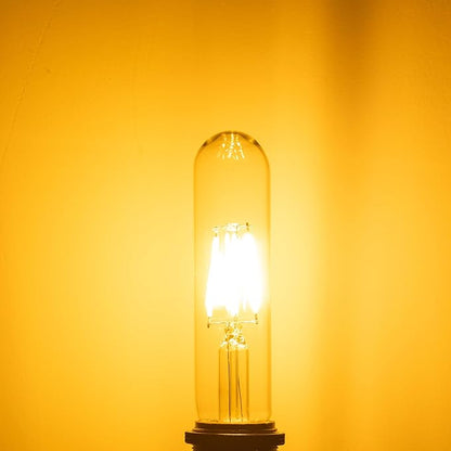 T10 Tubular Led Bulbs 60w Equivalent, Dimmable 5.25 Inch Led Tube Bulb, E26 T30 Edison Tubular Clear Light Bulbs, 2200K Warm Light Long Skinny 6W 4 Pack