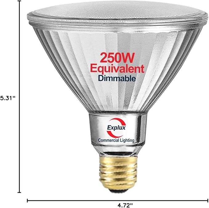 Explux 250 Watt Equivalent PAR38 LED Flood Light Bulbs, Super Bright 2700 Lumens, Dimmable, Full-Glass Outdoor Waterproof & Anti-Ageing, 2700K Soft White Spotlight, 1-Pack