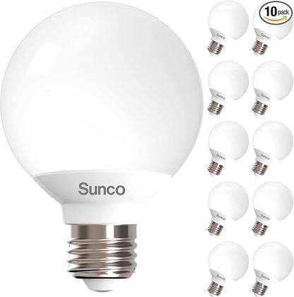 Sunco 10 Pack G25 LED Light Bulbs, Vanity Globe Bathroom Light Bulb, 450 LM, 2700K Soft White, 6W (40W Equivalent), Dimmable Mirror Vanity Decorative Bulb, E26 Base UL