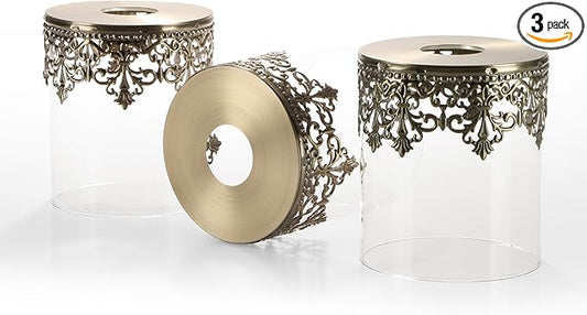 3 Pack Clear Glass Lamp Shades with Decorative Pattern, 1-5/8 inch Fitter, Cylinder Glass Shade Covers Replacement Globe for Pendant Light fixtures Floor lamps Wall Sconces