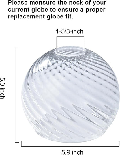 3 Pcs Clear Ripple Fitter Opening Lighting Fixture Globe Replacements, E26 Base 1-5/8 Inch Fitter, Globe Cover for Ceiling Wall Fixtures Lamp Posts or Streetlights