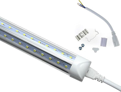 6FT Integrated Led Light 56W (120W Equivalent), V-Shape Shop Light Fixture, Plug and Play, Clear Cover, Cold White 6000K, AC85-265V - Pack of 25 Units