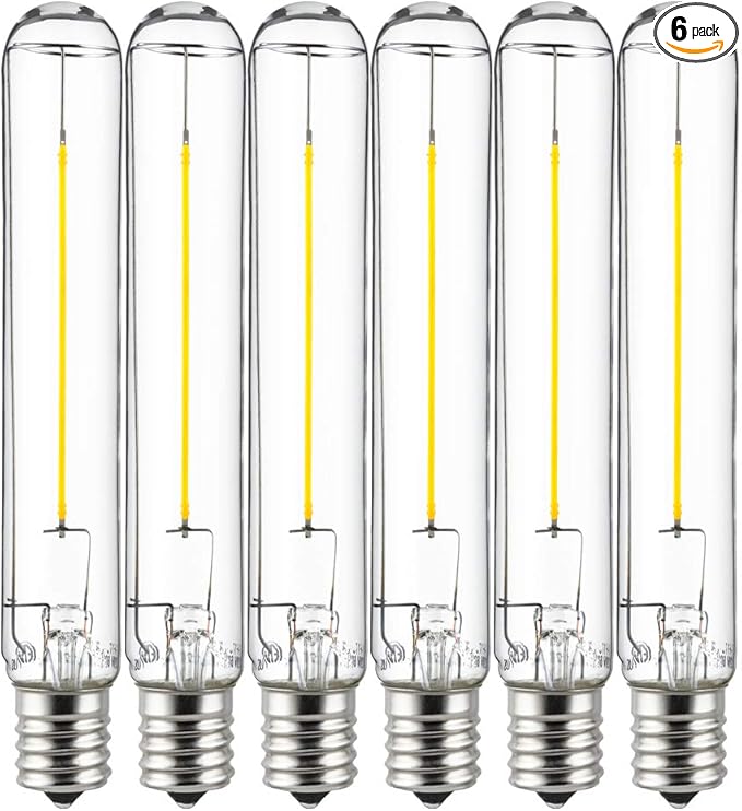Sunlite LED Filament T6 T6.5 Tubular Light Bulb, 2 Watts (25W Equivalent), 180 Lumens, Intermediate E17 Base, Non-Dimmable, 139 mm, ETL Listed, 2700K Soft White, 6 Count