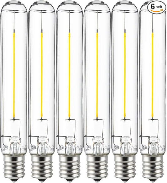 Sunlite LED Filament T6 T6.5 Tubular Light Bulb, 2 Watts (25W Equivalent), 180 Lumens, Intermediate E17 Base, Non-Dimmable, 139 mm, ETL Listed, 2700K Soft White, 6 Count