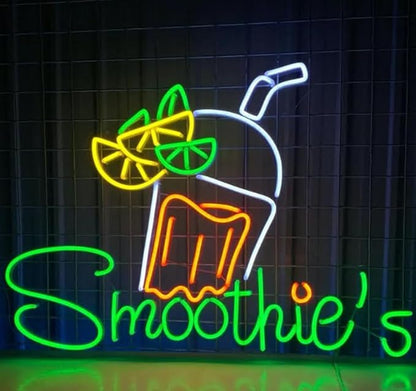 Custom Smoothie Neon Sign, Open Smoothie Welcome Shop Led Sign, Smoothies Bar Wall Decor, Smoothie Lover Decor Gifts Size:20inches