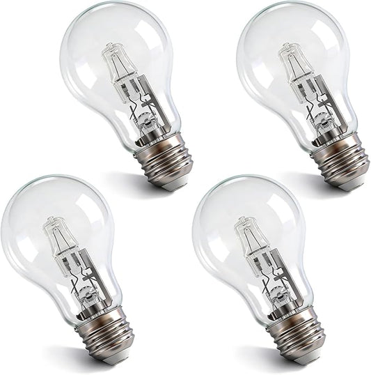 043168787963 78796 Halogen Light Bulb for A19 Types 43 Watt 120V 60 Watt Replacement E26 Thread for Table Lamps 4PCS