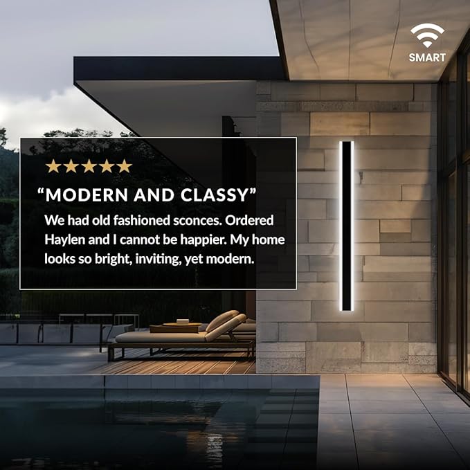 𝗠𝗢𝗗 𝗟𝗜𝗚𝗛𝗧𝗜𝗡𝗚 Waterproof Outdoor Wall Light with Smart Home App, Wi-Fi/Bluetooth, Adjust 3000K-6000K & Brightness, LED Long Porch Lights with App Control, 1-Pack (79" | Smart Home)