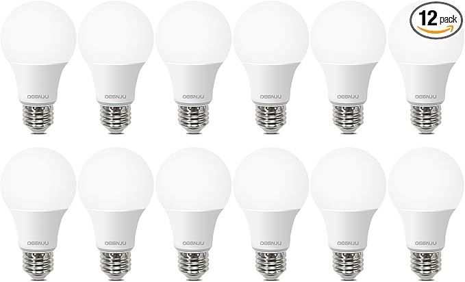LED Light Bulbs, 60 Watt Equivalent LED Bulbs A19, 5000K Daylight, 800 Lumen, E26 Standard Base, Non-Dimmable, 8W Daylight LED Bulbs for Bedroom Living Room, 12 Pack